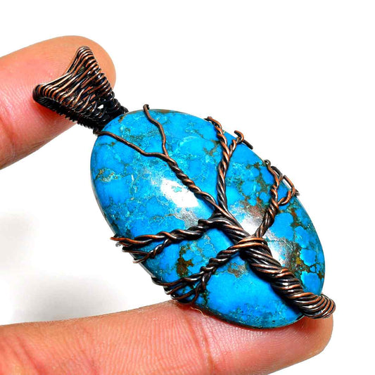 Gaia’s Grove – Turquoise Copper Tree of Life Pendant