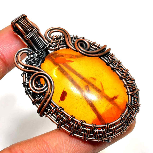 Amber Serenity – Copper Harmony Pendant