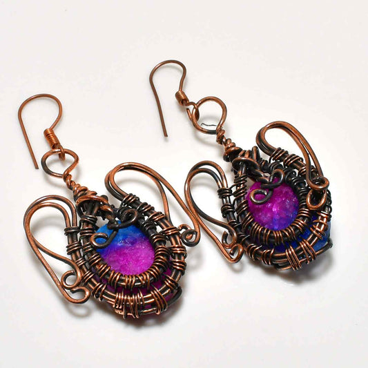 Selene’s Harmony – Drusy Agate Copper Earrings