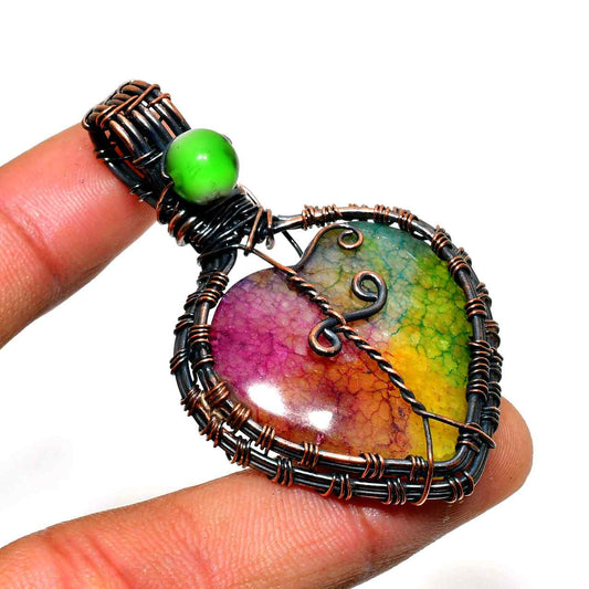 Joyful Prism – Copper & Multicolor Gemstone Pendant