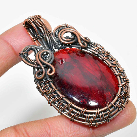 Crimson Harmony – Garnet & Oxidized Copper Pendant