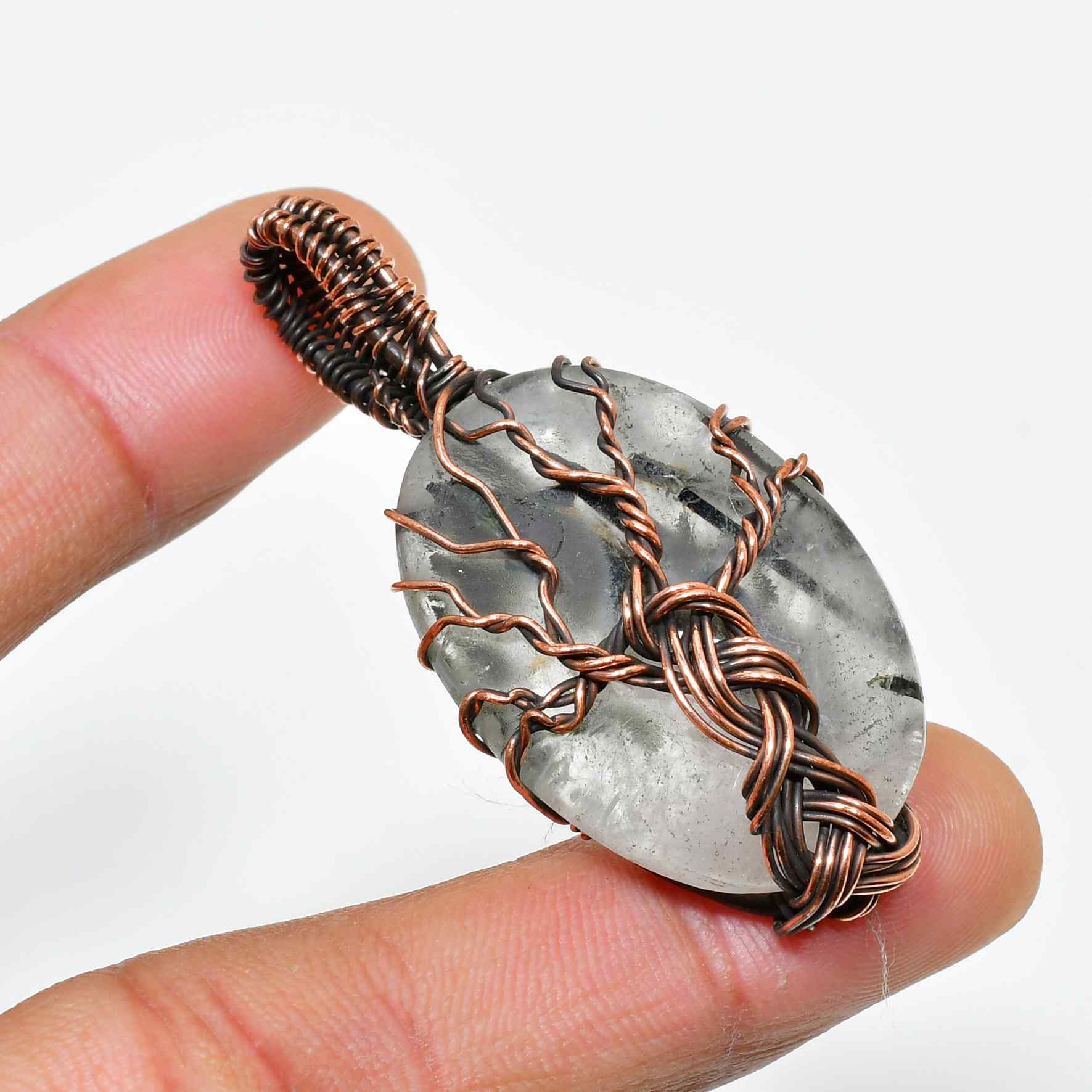 Selene’s Clarity – Clear Quartz Copper Pendant