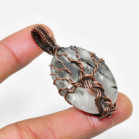 Selene’s Clarity – Clear Quartz Copper Pendant