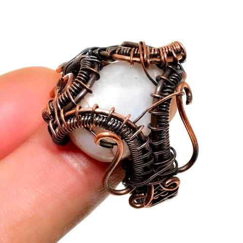 Celestial Clarity – White Stone Copper Ring