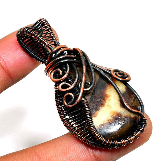 Ember & Earth – Hand-Wrapped Copper Grounding Stone Pendant