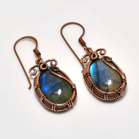 Luna’s Aura – Labradorite & Copper Earrings