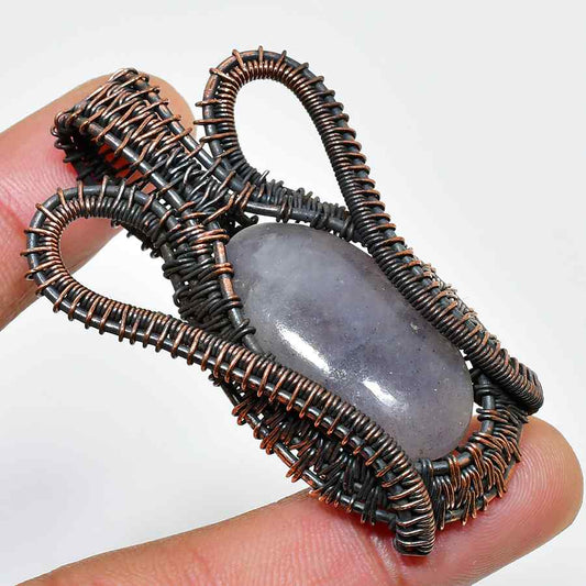 Ezra’s Veil – Amethyst & Oxidized Copper Pendant