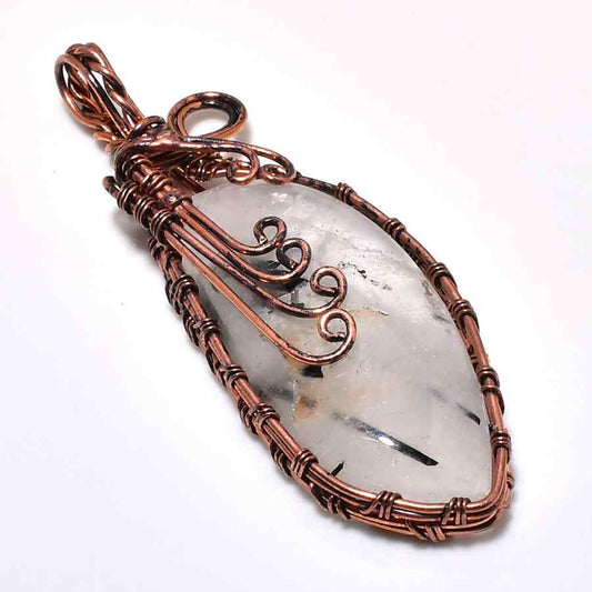 Ezra’s Veil – Clear Quartz Copper Pendant