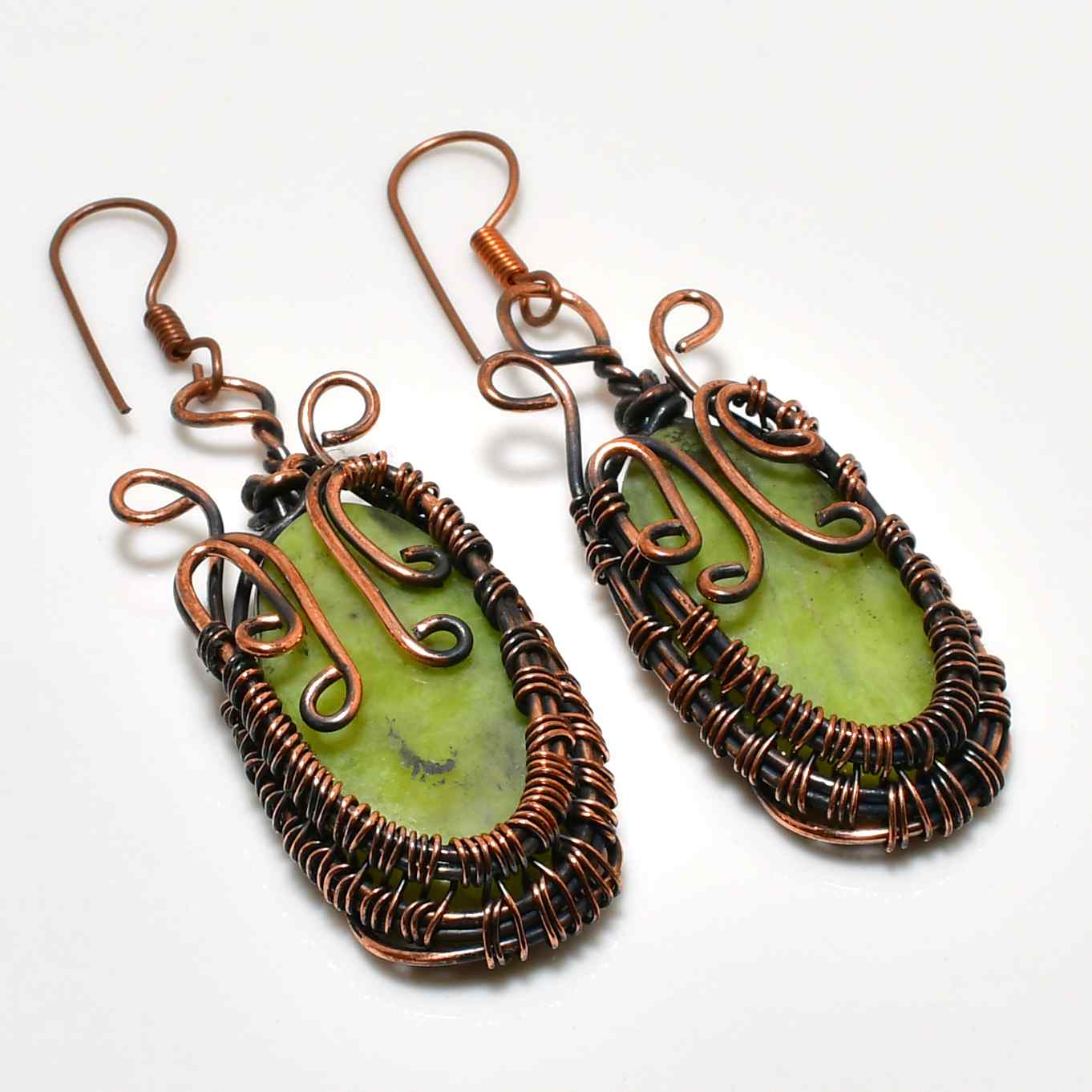 Green Serenity – Jade & Copper Harmony Earrings