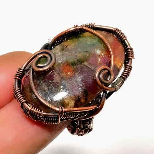 Gaia’s Embrace – Oxidized Copper Gemstone Ring