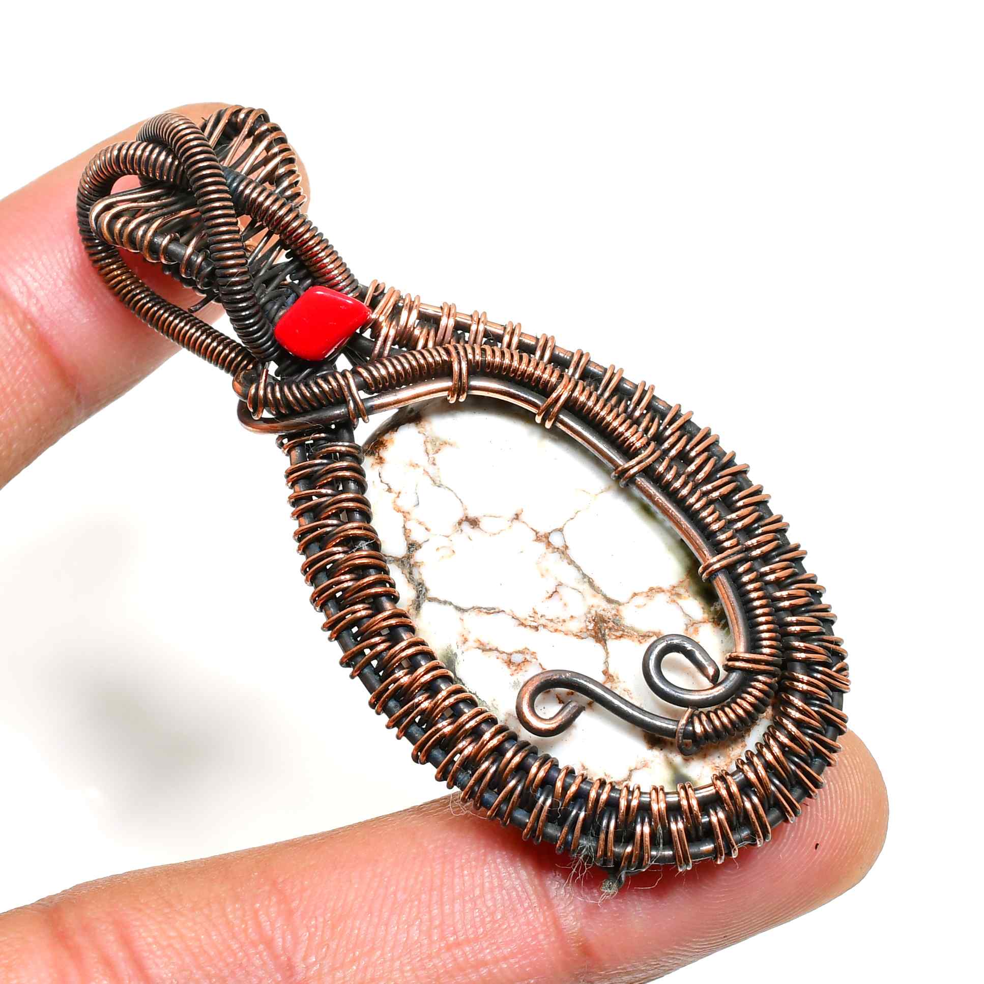 Artisan’s Embrace – Copper-Wrapped Grounding Stone Pendant