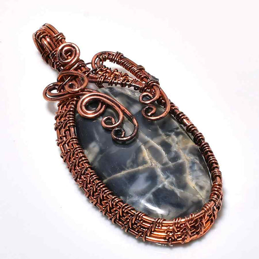 Selene’s Shield – Black Agate Copper Pendant