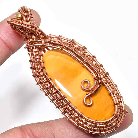 Sunny Glow – Handcrafted Carnelian Copper Pendant