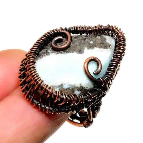 Harmony’s Embrace – White Agate Copper Ring