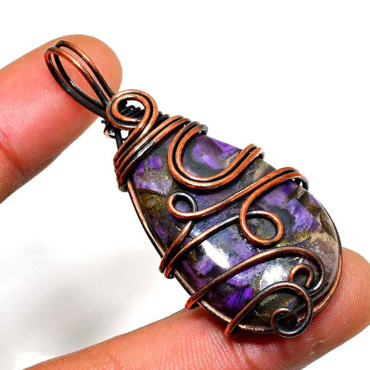 Ezra’s Veil – Amethyst & Oxidized Copper Pendant