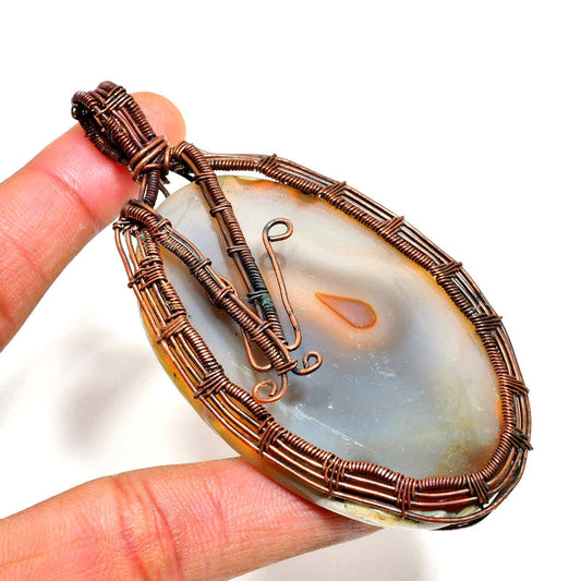 Gaia’s Embrace – Oxidized Copper Agate Pendant