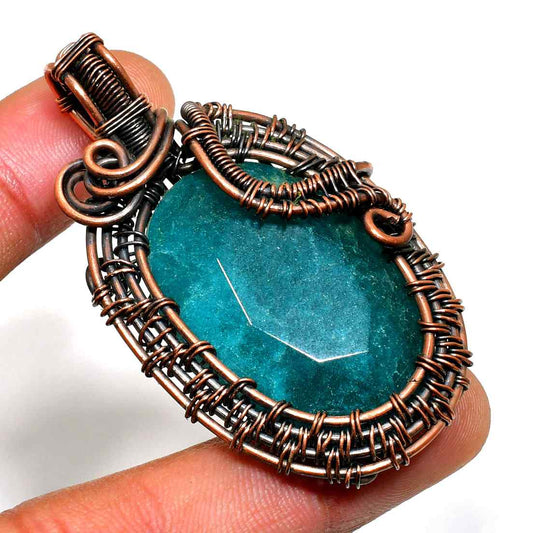 Marina’s Muse – Aqua Aura Quartz Copper Pendant