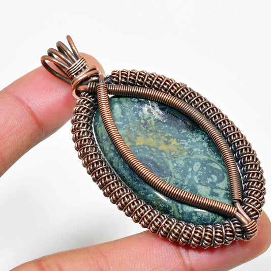 Gaia’s Embrace – Copper-Wrapped Stone Pendant