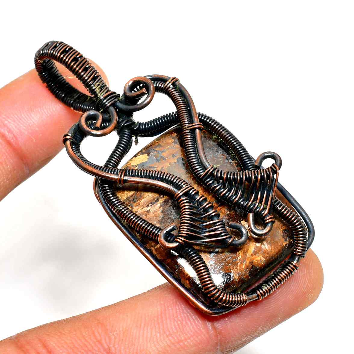 Gaia’s Embrace – Copper-Wrapped Natural Stone Pendant