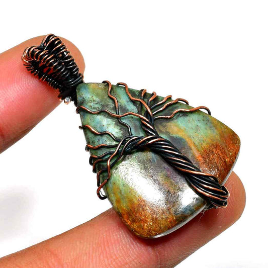 Gaia’s Embrace – Copper Tree of Life Stone Pendant