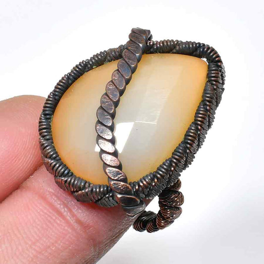Gaia’s Embrace – Oxidized Copper Agate Ring