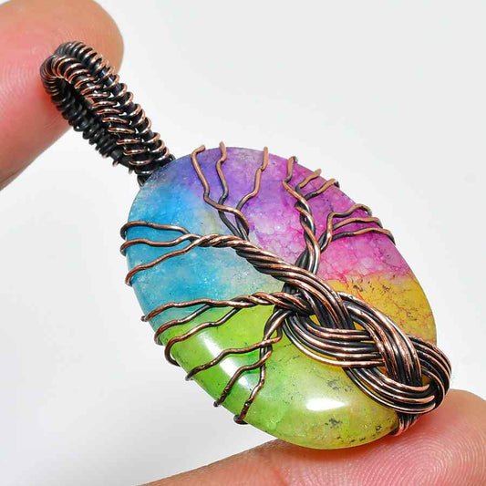 Gaia’s Radiance – Copper Gemstone Tree of Life Pendant