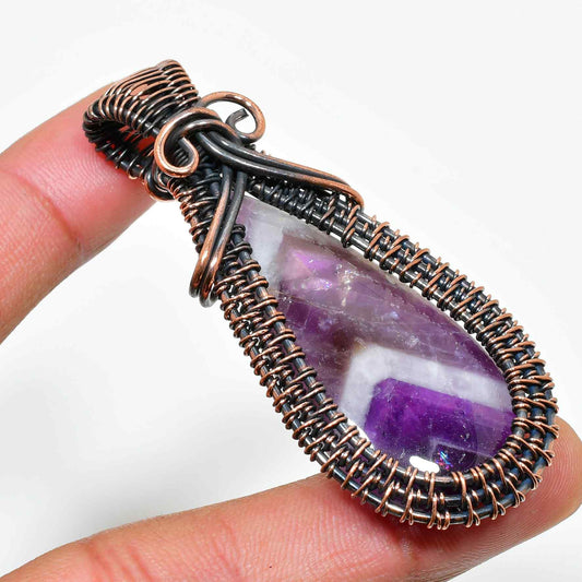 Ezra’s Veil – Amethyst & Copper Pendant