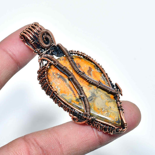 Gaia’s Leaf – Jasper Copper Pendant