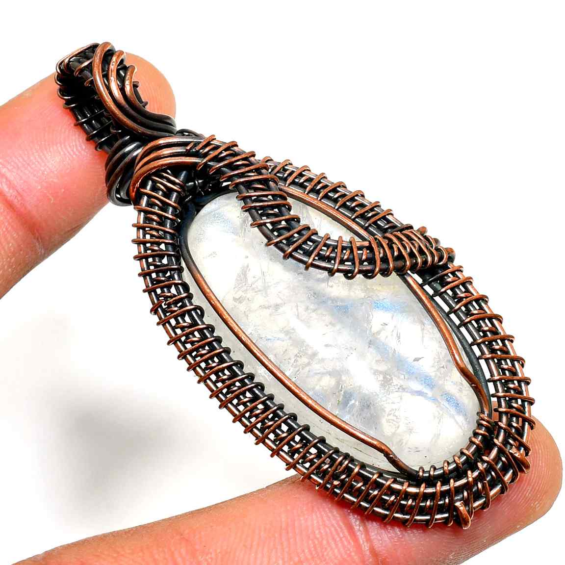 Moonlight Dreams – Copper-Wrapped Moonstone Pendant