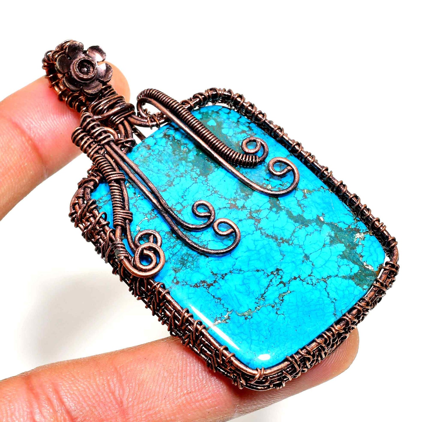 Serenity’s Embrace – Turquoise Copper Pendant