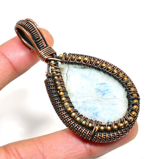 Luna’s Serenity – Copper-Wrapped Gemstone Pendant