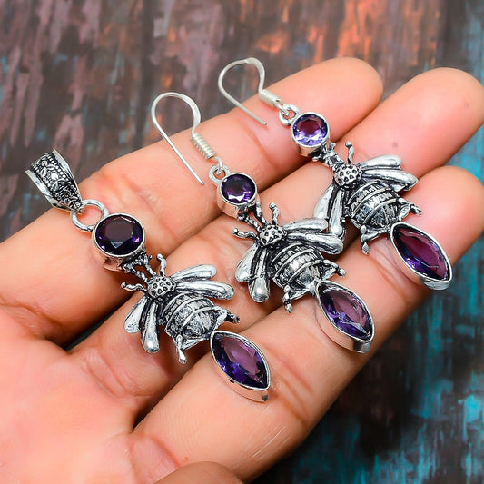 Amethyst Hive – Bee Jewelry Set
