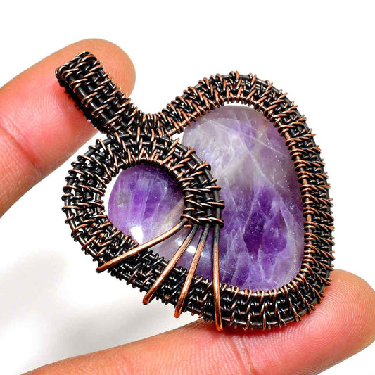 Ezra’s Veil – Mystic Amethyst & Copper Pendant