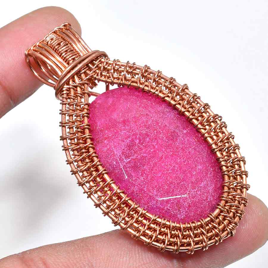 Aurora’s Embrace – Pink Quartz Copper Pendant