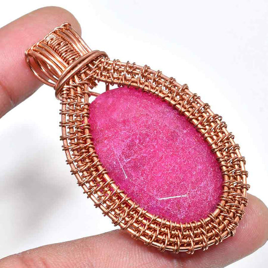 Aurora’s Embrace – Pink Quartz Copper Pendant