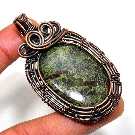 Serpent’s Embrace – Serpentine & Copper Pendant