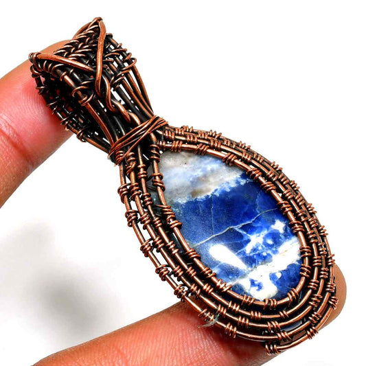 Azure Embrace – Sodalite Copper Pendant