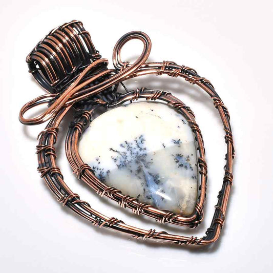 Winter’s Whisper – Snowflake Jasper Copper Pendant