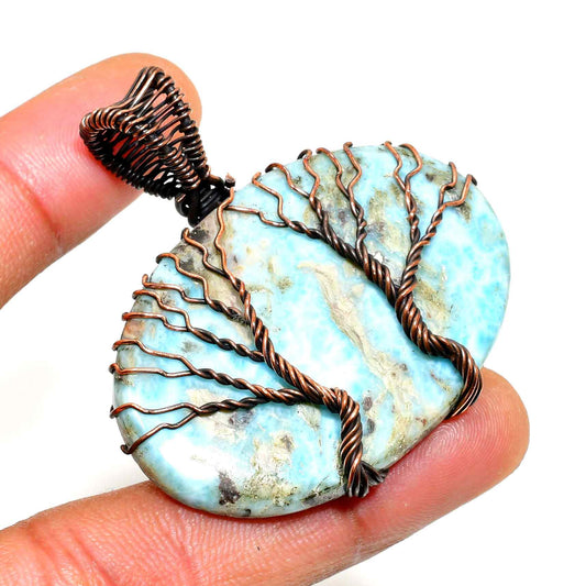 Gaia’s Embrace – Turquoise Copper Tree of Life Pendant