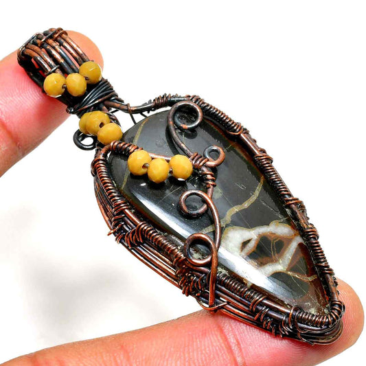 Gaia’s Embrace – Copper-Wrapped Gemstone Pendant