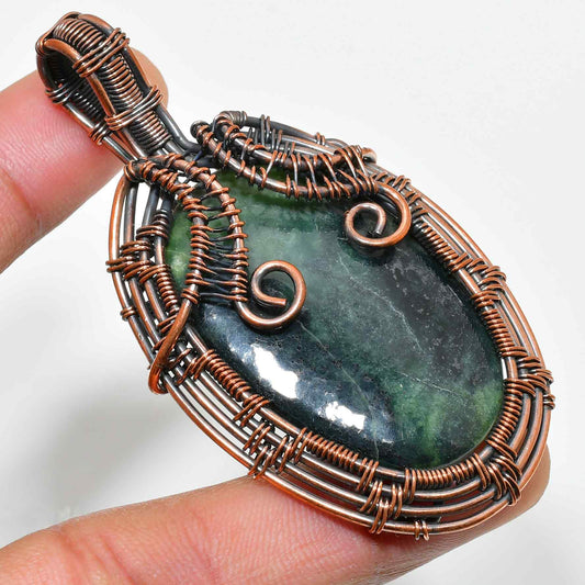 Gaia’s Embrace – Jade & Copper Pendant