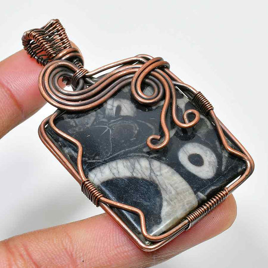 Ember’s Soul – Oxidized Copper Black Stone Pendant