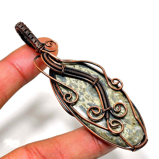 Earth’s Embrace – Oxidized Copper & Natural Stone Pendant