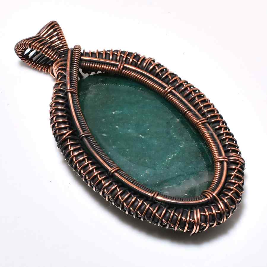 Aqua’s Embrace – Aquamarine Copper Pendant