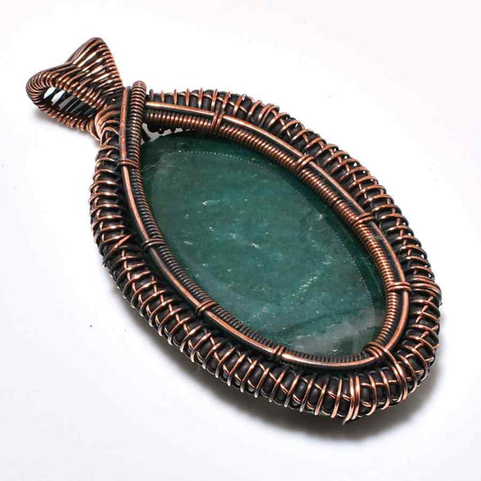 Aqua’s Embrace – Aquamarine Copper Pendant