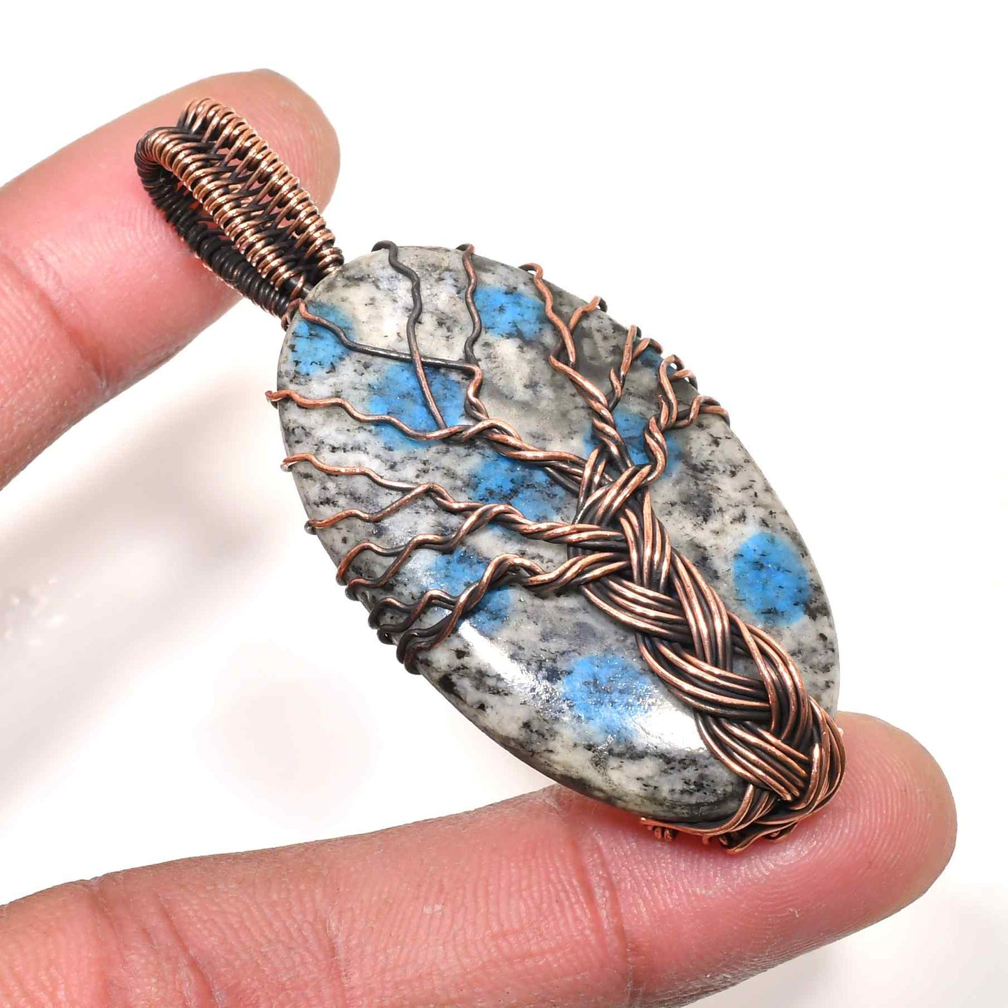 Celestial Harmony – Antique Copper Sodalite Pendant