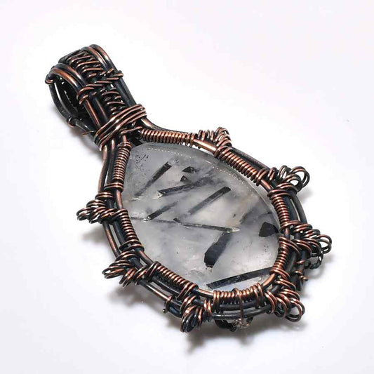 Aether’s Embrace – Black & Copper Quartz Pendant