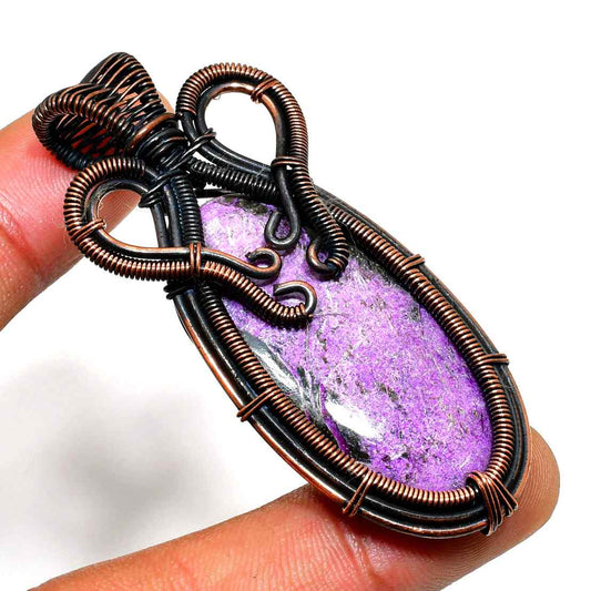 Ezra’s Veil – Amethyst & Copper Wire Pendant
