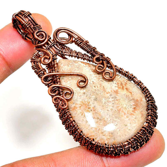 Gaia’s Embrace – Copper-Wrapped Earthstone Pendant