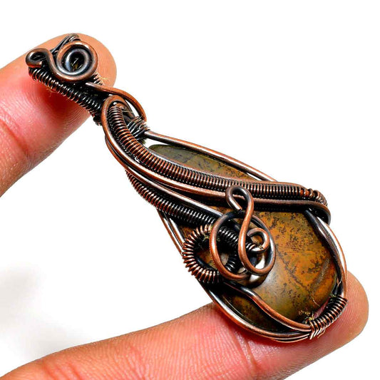 Earthly Embrace – Copper Wrapped Stone Pendant